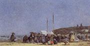 Eugene Boudin Beach Scene oil on canvas